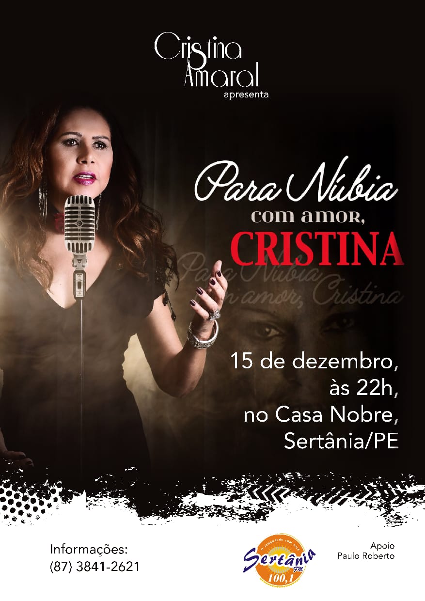 Leia mais sobre o artigo Cristina Amaral apresenta o show “Para Núbia, com amor” em Sertânia